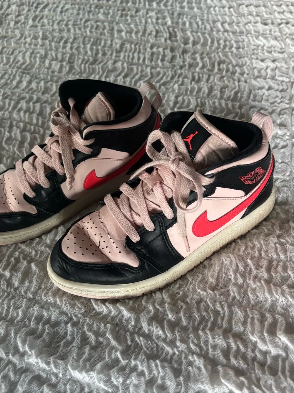Nike Pink &Black Air Jordan 1 Mid high tops size 1 youth